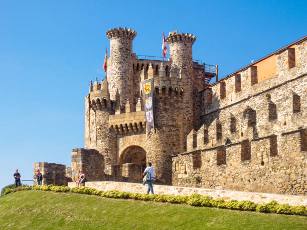 Ponferrada, Castile and Leon, Spain -September 25, 2014: Façade of the 12th century Templar Castle (Castillo de los Templarios)